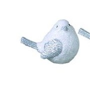 4" White with Silver Wings Bird Looking Right