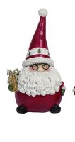 8" Red Polyresin Santa in Glasses Holding a Present