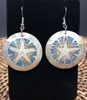 Blue and Mother of Pearl Circle Starfish Earrings