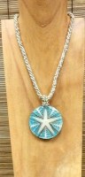 Aqua and White Circle Starfish Necklace