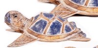 Medium Blue and Distressed Wood Turtle Statue