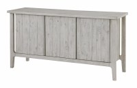 61" Light Gray Bead Board Wood Three Door Credenza