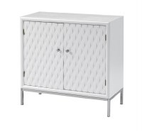 30" White Faux Weave Two Door Cabinet
