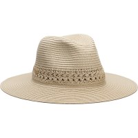 2.75" Brim Natural Braided Straw Melborne Safari Hat With Crocheted Band