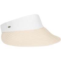 4" Brim White Cotton and Natural Toyo Margie Visor With Velcro Closure