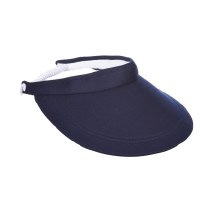 4" Brim Navy Cotton Sancia Cotton Visor With White Coil Backstrap