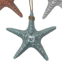 9" Mint and Silver Starfish With Chunky Rope Hanger