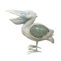 10" Light Blue and White Mosaic Wing Standing Pelican