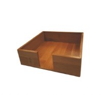 6" Square Chestnut Brown Bamboo Lunch Napkin Holder