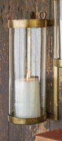 18" Antique Brass and Glass Wall Mounted Hurricane Candle Sconce