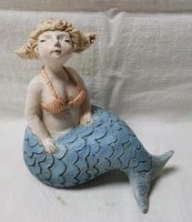 6" Blue Fin Coral Top Chubby Sitting Mermaid