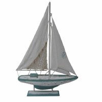 25" Distressed White Sea Mist Sailboat With Stand