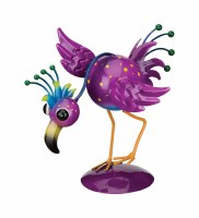 7" Purple Metal Silly Bird With Head Down