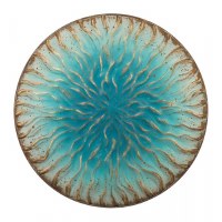 36" Round Blue, Aqua and Bronze Metal Wave Disk Wall Art Plaque