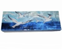 3" x 9" Blue and White Seagullls and the Sea Capiz Box