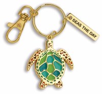 Gold and Multicolor Sea Turtle Key Chain