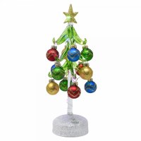 8" LED Glass Tree With Multicolor Ornaments