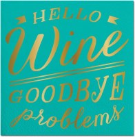 5" Square "Hello Wine, Goodbye Problems" Beverage Napkin