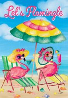 40" x 28" Flamingo Beach Chair Couple Let's Flamingle House Flag