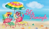 18" x 30" Flamingo Beach Chair Couple Let's Flamingle Doormat