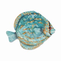 8" Blue and Orange Capiz and Metal Discus Fish Wall Plaque