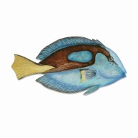 13" Blue and Brown Capiz and Metal Blue Tang Fish Wall Plaque