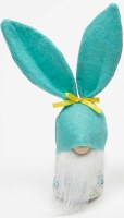7.5" Petite Floral Aqua Bunny Easter Gnome with White Ribbon