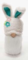 5.5" Blossom Bunny Blue and White Ear Easter Gnome with Flowers