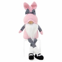15" Dapper Dandy Black and White Stripes with Pink Easter Gnome