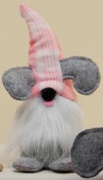9" Pink Dog Gnome with Plaid Hat