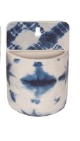 8" Blue and White Ceramic Splotch Tie Dye Wall Pot