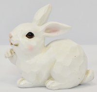 4" White Polyresin Laying Down Bunny