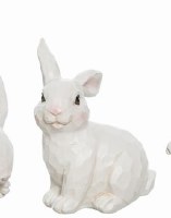 4" White Polyresin Sitting Bunny With Ear Up