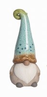 10" Blue and Green Ceramic Sitting Garden Gnome