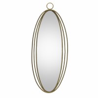 34" Oval Antiqued Brass Wall Mirror