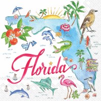 5" Square Florida State Collection Map Beverage Napkin