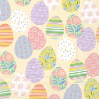 5" Square Eggstra Eggs on Cream Beverage Napkins