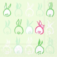 5" Square Bunny Tails on Light Green Beverage Napkins