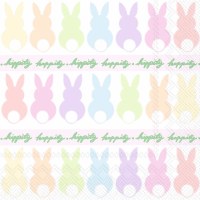 5" Square Hippity Hoppity Bunnies in a Row Beverage Napkins
