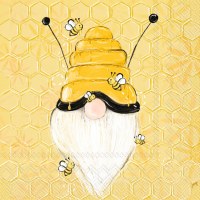 5" Square Bee Gnome Beverage Napkins