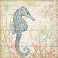 5" Square Seahorse and Coral Beverage Napkins