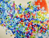 45" x 60" Multicolor Dots Abstract Canvas