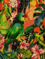 8" x 6" Green Parrot Wood Plaque