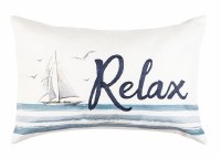 13" x 20" Blue and White Sailboat Relax Pillow