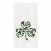 18" x 27" Embroidered Irish Shamrock Waffle Kitchen Towel