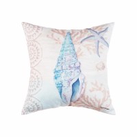 18" Square Blue Shell Pillow