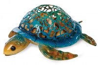 13" Hand Painted Turquoise Laser Cut Metal Sea Turtle Cork Caddy