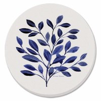 Set of Four Round Blue Branch Coasters