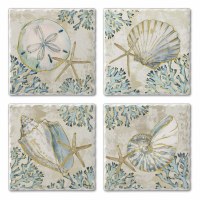 Set of Four Tumbled Tile Playa Shells Coasters