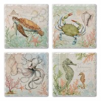 Set of Four Tumbled Tile Caribean Sea Coasters